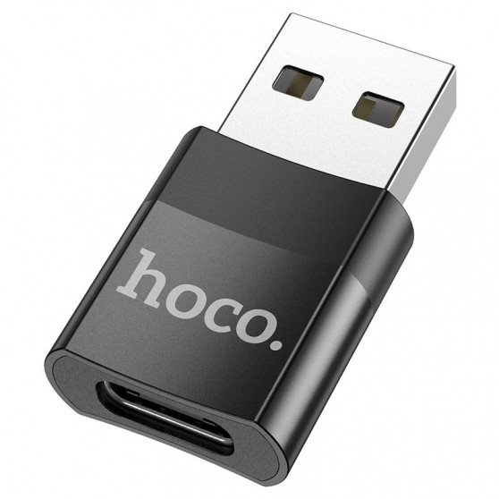 Перехідник Hoco UA17 USB Male to Type-C Female USB2.0, Чорний