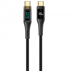 USB кабель с дисплеем USAMS US-SJ590 Type-C to Type-C PD 100W (1.2m), Черный