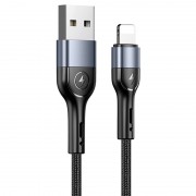 Дата кабель Usams US-SJ448 U55 Aluminum Alloy Braided USB to Lightning (1m), Black