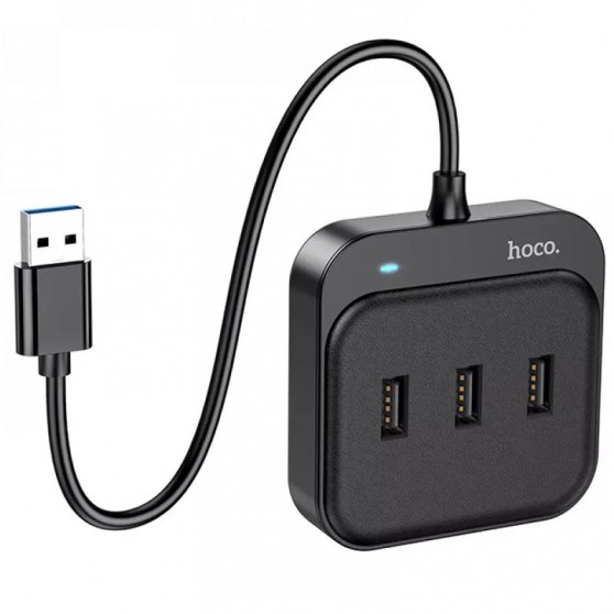 Перехідник HUB Hoco HB31 Easy 4-in-1 (USB to USB3.0*4) (L=0.2m), Black