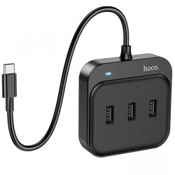 Перехідник HUB Hoco HB31 Easy 4-in-1 (Type-C to USB3.0*4) (L=0.2m), Black