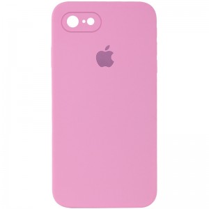 Чохол Silicone Case Square Full Camera Protective (AA) для Apple iPhone 7 / 8 / SE (2020) (4.7"), Рожевий / Light pink