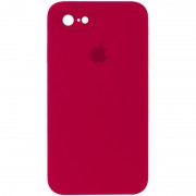 Чехол Silicone Case Square Full Camera Protective (AA) для Apple iPhone SE 2 / 3 (2020 / 2022) / iPhone 8 / iPhone 7, Красный / Rose Red