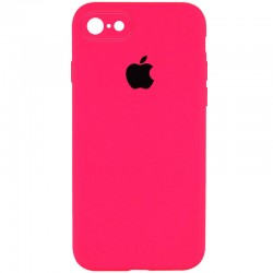 Чехол Silicone Case Square Full Camera Protective (AA) для Apple iPhone SE 2 / 3 (2020 / 2022) / iPhone 8 / iPhone 7, Розовый / Barbie pink