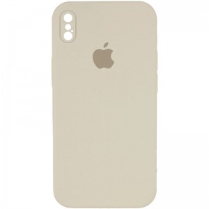 Чохол Silicone Case Square Full Camera Protective (AA) для Apple iPhone XS (5.8"), Бежевий / Antigue White