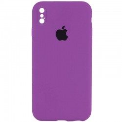 Чохол Silicone Case Square Full Camera Protective (AA) для Apple iPhone XS (5.8"), Фіолетовий / Grape