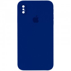 Чехол Silicone Case Square Full Camera Protective (AA) для Apple iPhone XS (5.8"), Синий / Deep navy