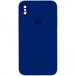 Чехол Silicone Case Square Full Camera Protective (AA) для Apple iPhone XS (5.8"), Синий / Deep navy