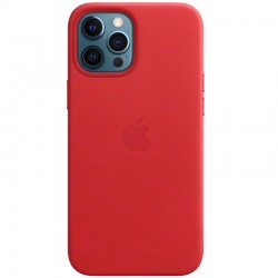 Кожаный чехол Leather Case (AAA) with MagSafe для Apple iPhone 12 Pro Max (6.7"), Red