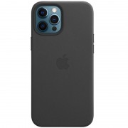 Кожаный чехол Leather Case (AAA) with MagSafe для Apple iPhone 12 Pro/12 (6.1"), Black