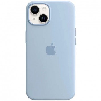 Чохол Silicone case (AAA) full with Magsafe для Apple iPhone 14 (6.1"), Блакитний / Sky