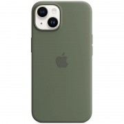 Чехол Silicone case (AAA) full with Magsafe для Apple iPhone 14 (6.1"), Зеленый / Olive
