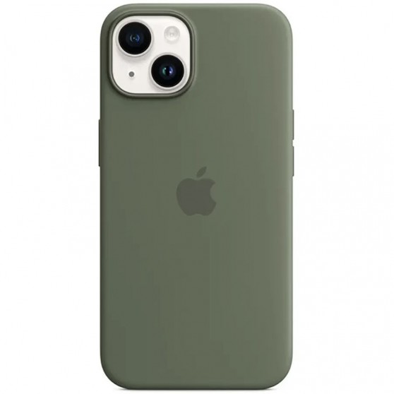 Чохол Silicone case (AAA) full with Magsafe для Apple iPhone 14 (6.1"), Зелений / Olive