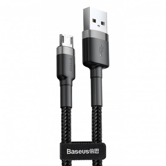 Дата кабель Baseus Cafule MicroUSB Cable 2.4A (0.5m) (CAMKLF-A), Сірий / Чорний