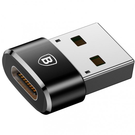 Перехідник Baseus USB Male To Type-C Female Adapter Converter 5A (CAAOTG), Чорний