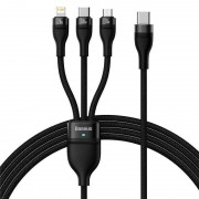 Універсальний кабель Baseus Flash Series 2 USB to MicroUSB-Lightning-Type-C 66W (1.2m) (CASS04000), Black