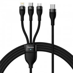 Универсальный дата кабель Baseus Flash Series 2 USB to MicroUSB-Lightning-Type-C 66W (1.2m) (CASS04000), Black