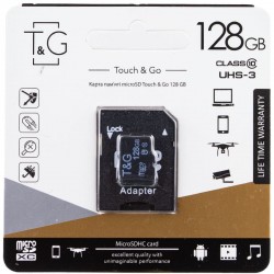 Карта пам'яті T&G microSDHC 128 GB class 10 (з адаптером), Чорний