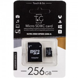 Карта памяти T&G microSDXC (UHS-3) 256 GB class 10 (с адаптером), Черный