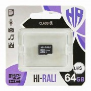 Карта памяти Hi-Rali microSDXC (UHS-1) 64 GB Card Class 10 без адаптера, Черный