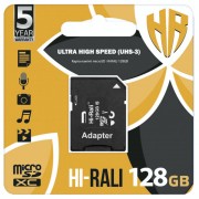 Карта пам'яті Hi-Rali microSDXC (UHS-3) 128 GB Card Class 10 з адаптером, Чорний