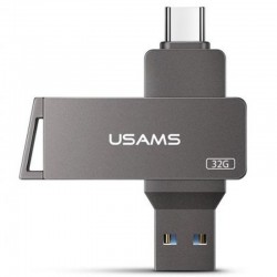 Флеш накопитель USAMS US-ZB199 Type-C+ USB3.0 Rotatable High Speed Flash Drive 32 Gb, Iron-grey