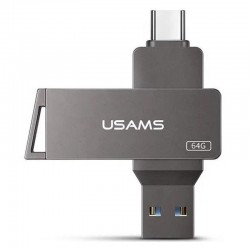 Флеш накопитель USAMS US-ZB200 Type-C+ USB3.0 Rotatable High Speed Flash Drive 64 Gb, Iron-grey