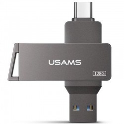 Флеш накопичувач USAMS US-ZB201 Type-C+ USB3.0 Rotatable High Speed Flash Drive 128 Gb, Iron-grey
