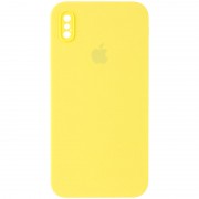Чехол Silicone Case Square Full Camera Protective (AA) для Apple iPhone XS/X (5.8"), Желтый/Yellow