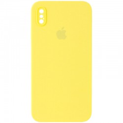 Чохол Silicone Case Square Full Camera Protective (AA) для Apple iPhone XS / X (5.8"), Жовтий / Yellow