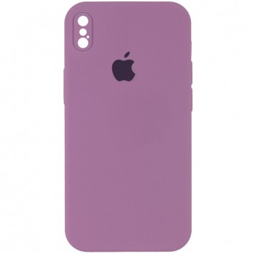 Чехол Silicone Case Square Full Camera Protective (AA) для Apple iPhone XS/X (5.8"), Лиловый / Lilac Pride