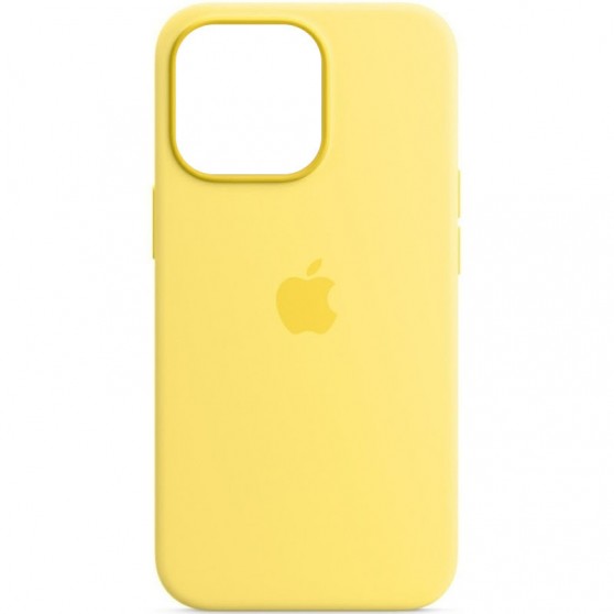 Чохол Silicone case (AAA) full with Magsafe для Apple iPhone 13 Pro Max (6.7"), Жовтий / Lemon Zest