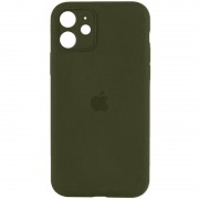 Чохол Silicone Case Full Camera Protective (AA) для Apple iPhone 12 (6.1"), Зелений / Dark Olive