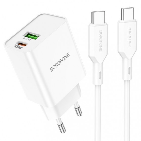 Зарядное устройство Borofone BA69A Resource PD20W+QC3.0 (Type-C to Type-C), White