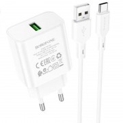 Зарядное устройство Borofone BA72A Spring QC3.0 USB to Type-C, White