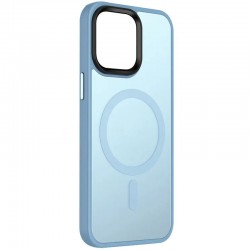 TPU+PC чехол Metal Buttons with MagSafe Colorful для Apple iPhone 14 (6.1"), Голубой