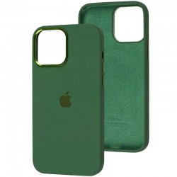 Чехол Silicone Case Metal Buttons (AA) для Apple iPhone 12 Pro/12 (6.1"), Зеленый / Clover