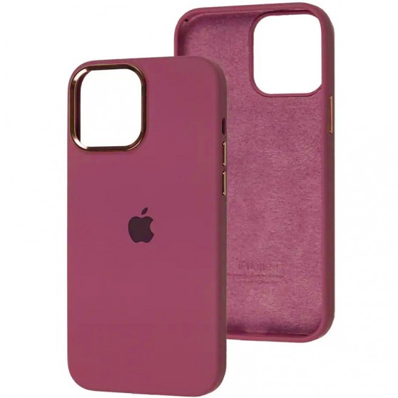 Чохол Silicone Case Metal Buttons (AA) для Apple iPhone 13 Pro Max (6.7"), Бордовий / Plum