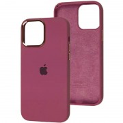 Чехол Silicone Case Metal Buttons (AA) для Apple iPhone 14 Pro (6.1"), Бордовый / Plum