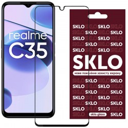 Захисне скло SKLO 3D (full glue) для Realme C35, Чорний