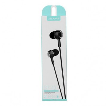 Навушники Usams EP-12 з мікрофоном (3.5mm/1.2m), Чорний - Провідні навушники - зображення 1 
