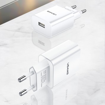 Зарядное устройство USAMS US-CC075 T18 Single USB Travel Charger (EU), Белый - Сетевые зарядные устройства (220 В) - изображение 1
