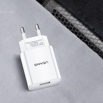 Зарядний пристрій USAMS US-CC075 T18 Single USB Travel Charger (EU), Білий - Мережеві ЗП (220 В) - зображення 4 