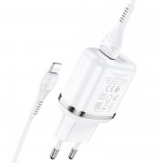 Зарядний пристрій Hoco N4 (2USB/2.4A) + Lightning, Білий