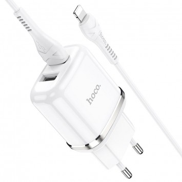 Зарядное устройство Hoco N4 (2USB/2.4A) + Lightning, Белый - Сетевые зарядные устройства (220 В) - изображение 2
