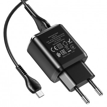 Зарядний пристрій HOCO N6 QC3.0 (2USB/3A) + USB - MicroUSB, Чорний - Мережеві ЗП (220 В) - зображення 2 