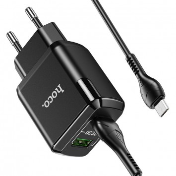 Зарядний пристрій HOCO N6 QC3.0 (2USB/3A) + USB - MicroUSB, Чорний - Мережеві ЗП (220 В) - зображення 3 