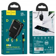 Зарядний пристрій HOCO N6 QC3.0 (2USB/3A) + USB - MicroUSB, Чорний