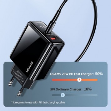 Зарядное устройство Usams US-CC133 T40 QC3.0 + PD 20W, Черный - Сетевые зарядные устройства (220 В) - изображение 3