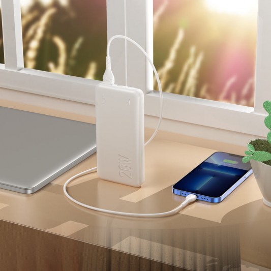 Портативний зарядний пристрій Power Bank Hoco J87 Tacker PD20W+QC3.0 10000 mAh, Білий - зображення 2 